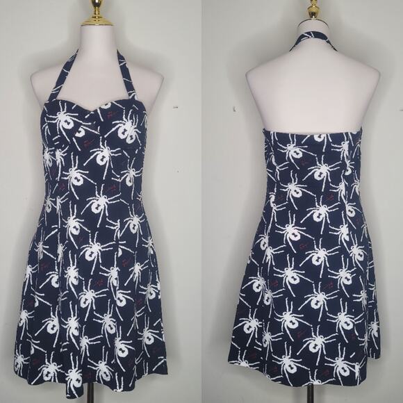 Betsey Johnson L Spider Halter Dress Whimsigoth‎ Goth Rockabilly Pinup Girl NWT - Picture 1 of 10